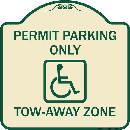 SIGNMISSION Georgia ADA Handicapped Parking Accessible Permit Parking Only Tow-Away Zone with Sym, TG-1818-23935 A-DES-TG-1818-23935
